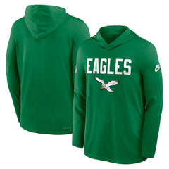 Philadelphia Eagles Sideline Pass Accuracy Dri-FIT Long Sleeve Hoodie T-Shirt  - Kelly Green Hoodies