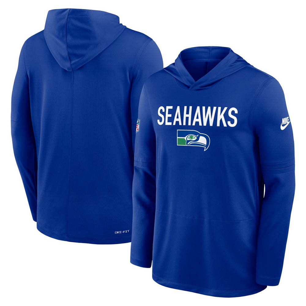 Seattle Seahawks Sideline Pass Accuracy Dri-FIT Long Sleeve Hoodie T-Shirt - Royal Hoodies