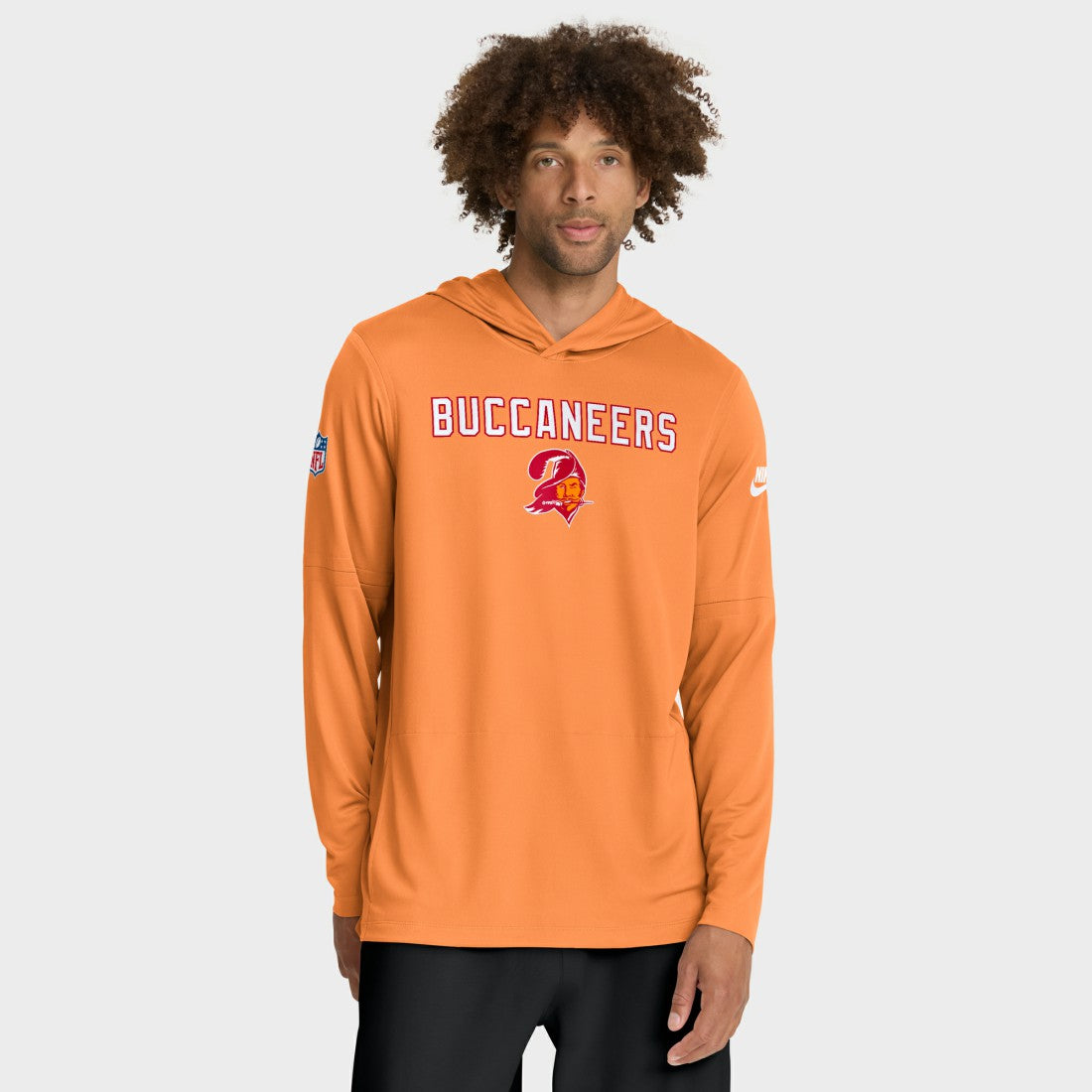 Tampa Bay Buccaneers Sideline Pass Accuracy Dri-FIT Long Sleeve Hoodie T-Shirt - Orange Hoodies