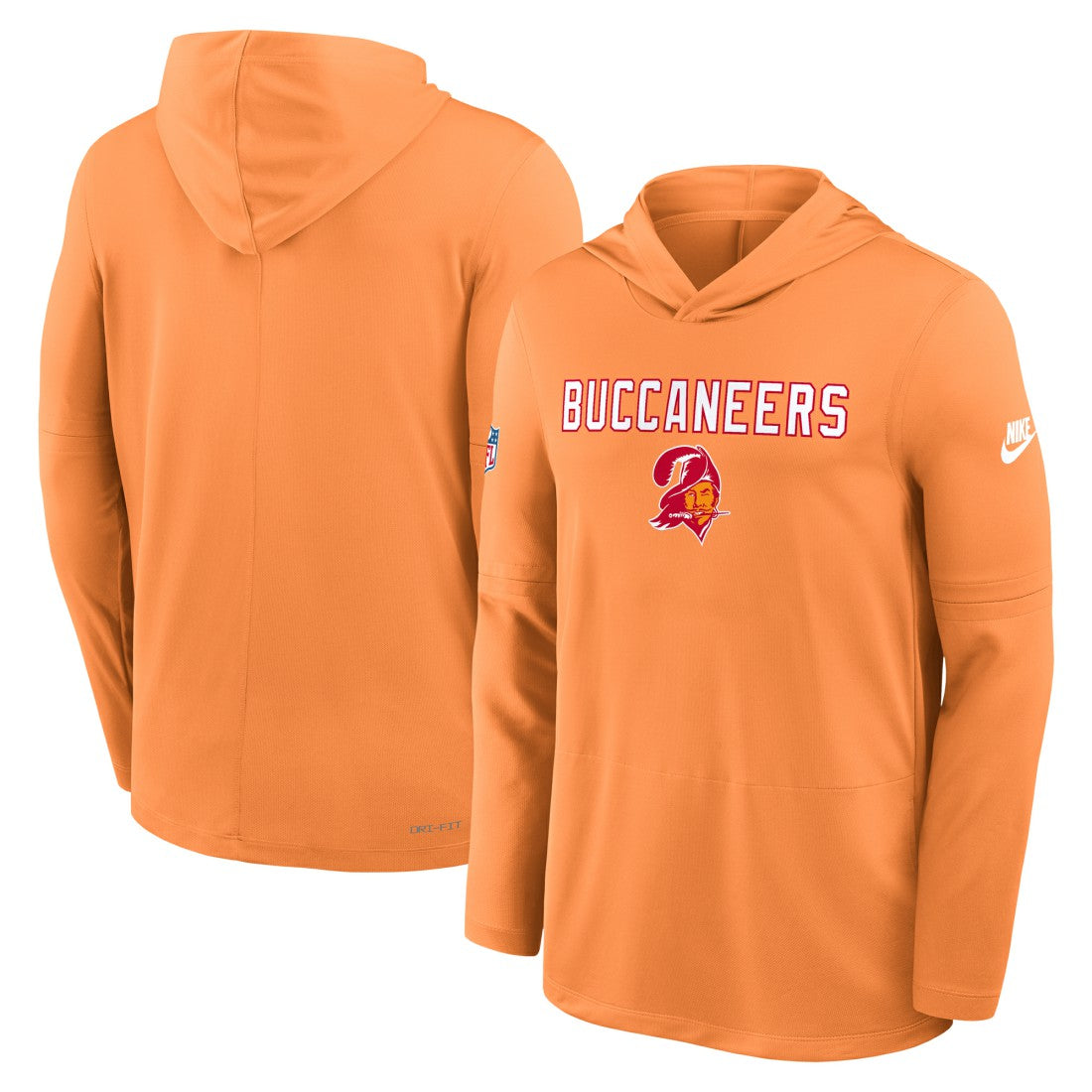 Tampa Bay Buccaneers Sideline Pass Accuracy Dri-FIT Long Sleeve Hoodie T-Shirt - Orange Hoodies
