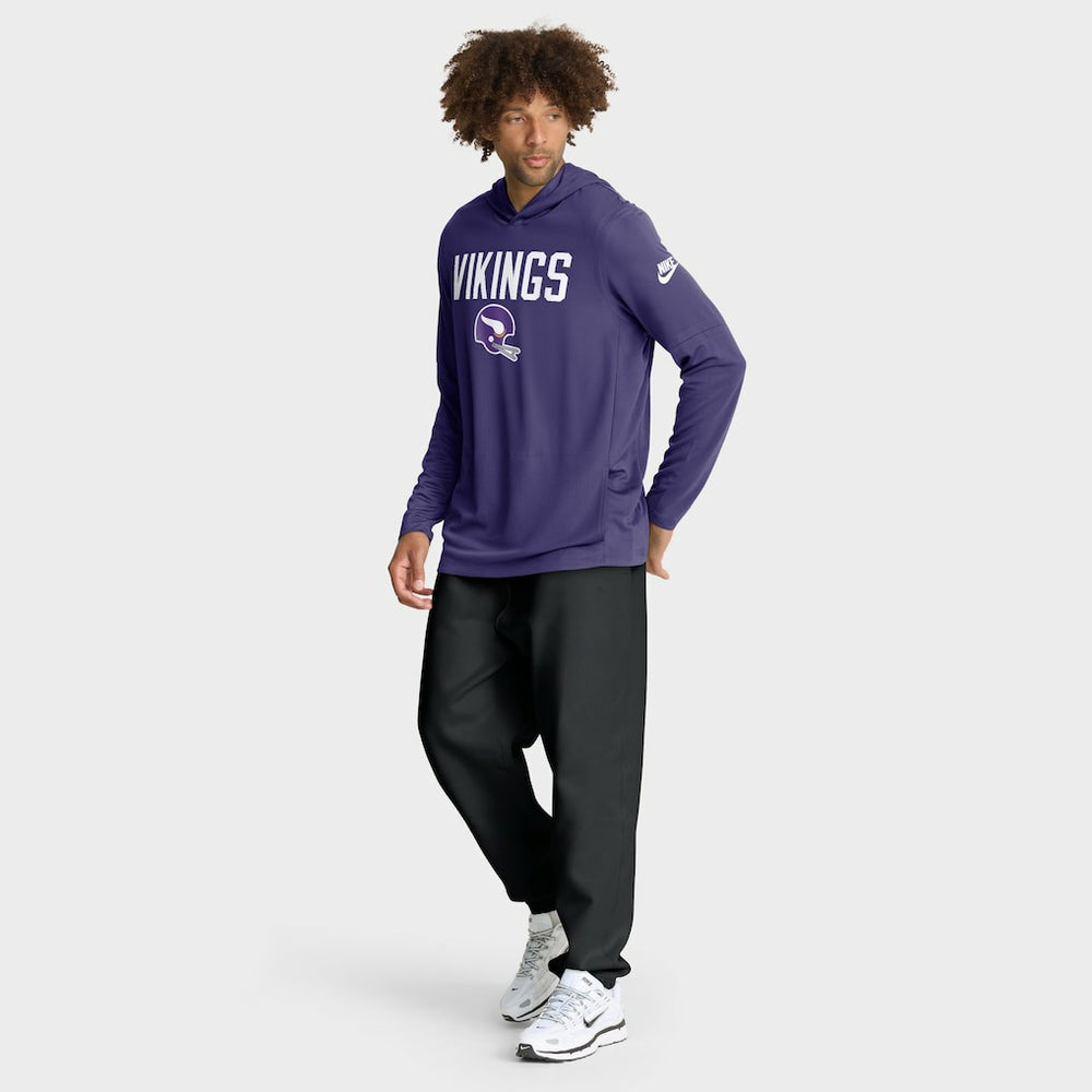 Minnesota Vikings Sideline Pass Accuracy Dri-FIT Long Sleeve Hoodie T-Shirt - Purple Hoodies