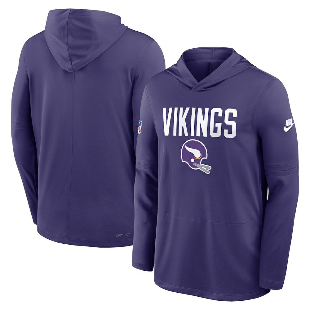 Minnesota Vikings Sideline Pass Accuracy Dri-FIT Long Sleeve Hoodie T-Shirt - Purple Hoodies