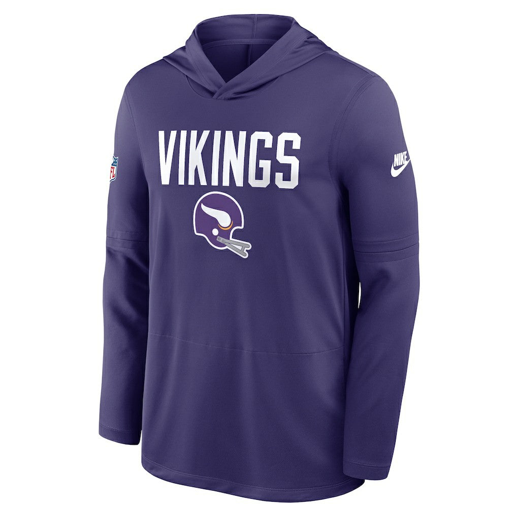 Minnesota Vikings Sideline Pass Accuracy Dri-FIT Long Sleeve Hoodie T-Shirt - Purple Hoodies