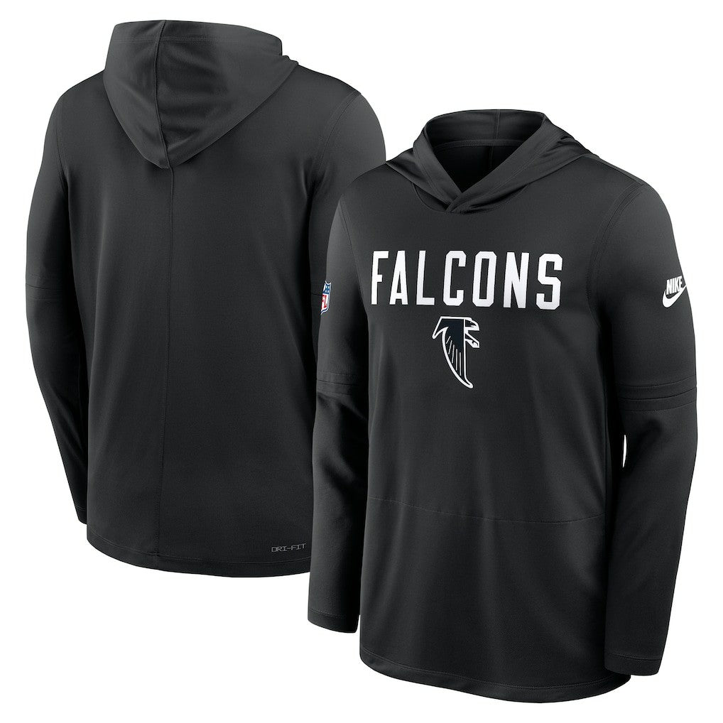 Atlanta Falcons Sideline Pass Accuracy Dri-FIT Long Sleeve Hoodie T-Shirt - Black Hoodies