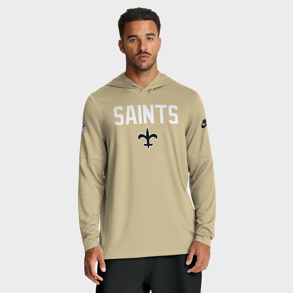 New Orleans Saints Sideline Pass Accuracy Dri-FIT Long Sleeve Hoodie T-Shirt - Gold Hoodies