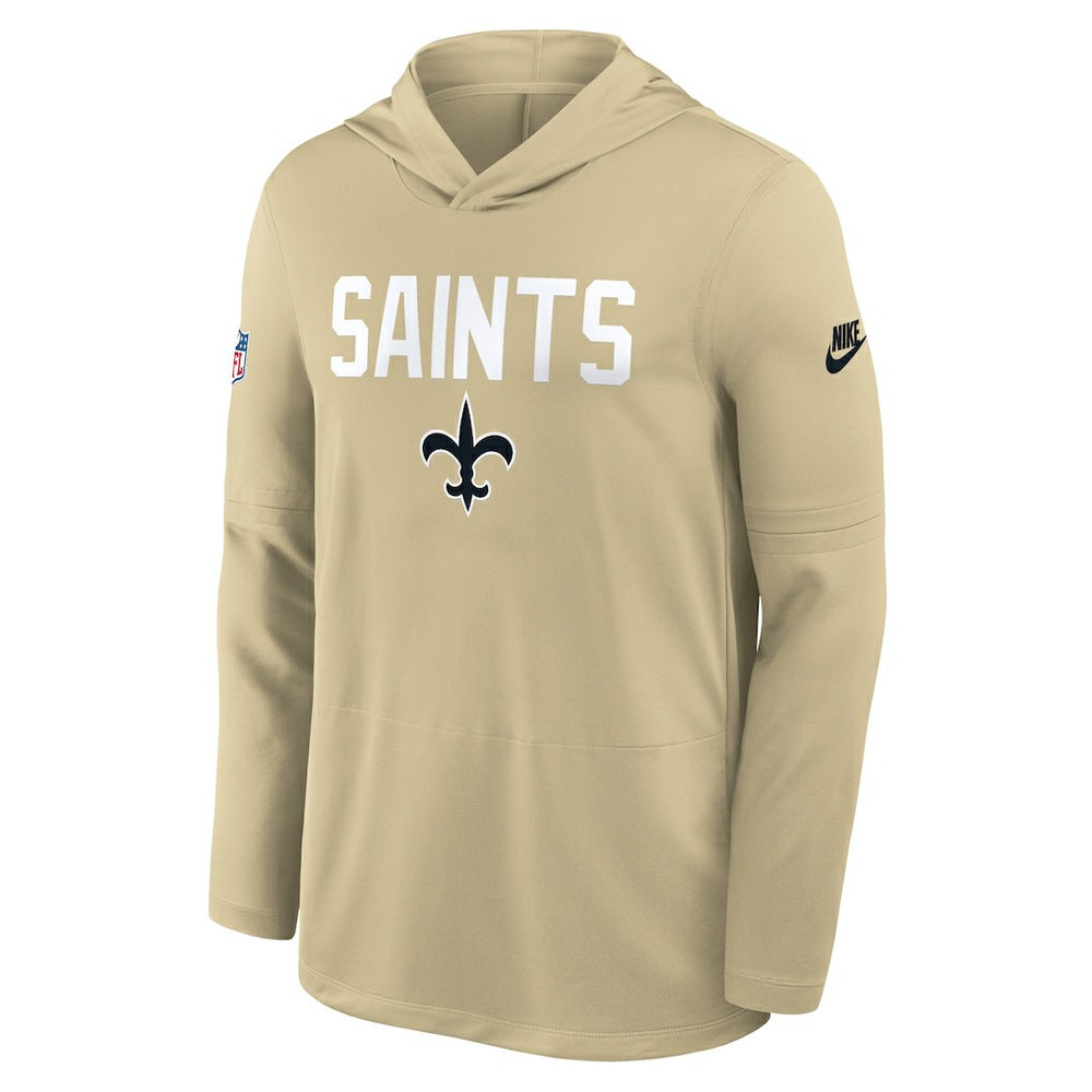 New Orleans Saints Sideline Pass Accuracy Dri-FIT Long Sleeve Hoodie T-Shirt - Gold Hoodies