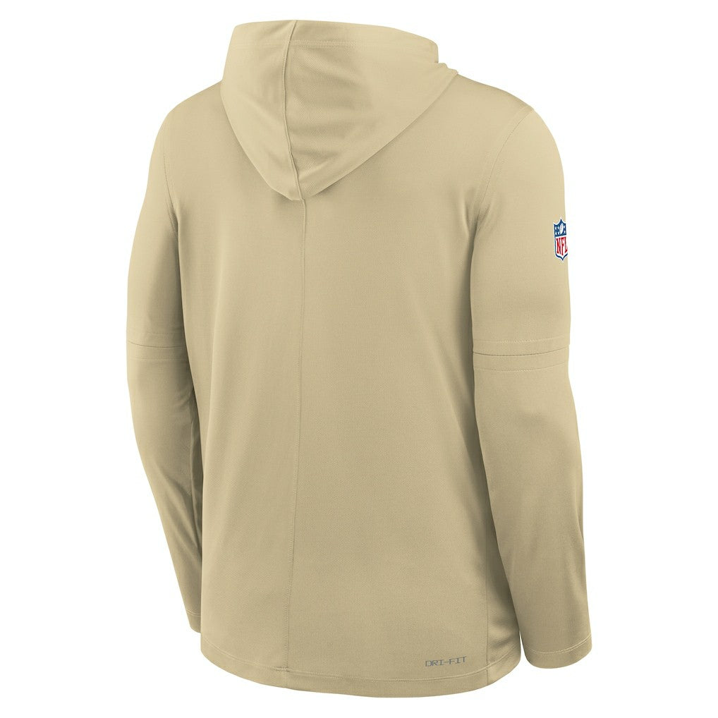 New Orleans Saints Sideline Pass Accuracy Dri-FIT Long Sleeve Hoodie T-Shirt - Gold Hoodies