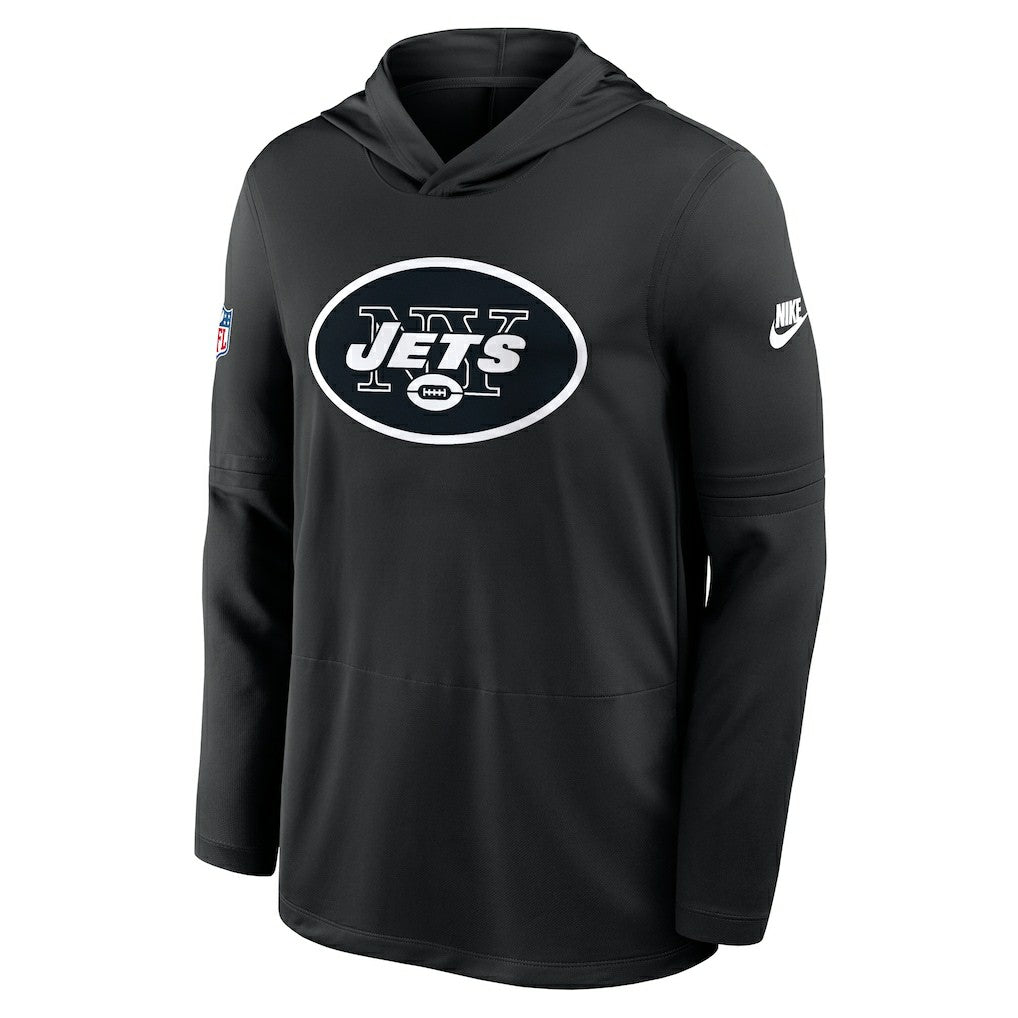 New York Jets Sideline Pass Accuracy Dri-FIT Long Sleeve Hoodie T-Shirt - Black Hoodies