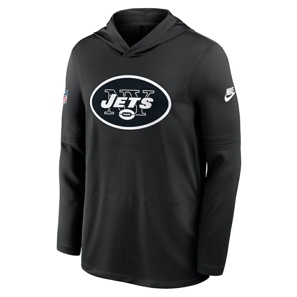 New York Jets Sideline Pass Accuracy Dri-FIT Long Sleeve Hoodie T-Shirt - Black Hoodies