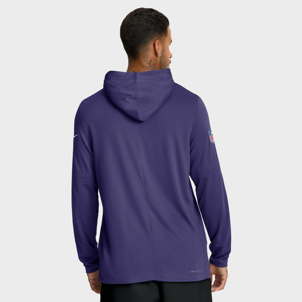 Baltimore Ravens Sideline Pure Fury Performance Long Sleeve Hoodie T-Shirt - Purple Hoodies