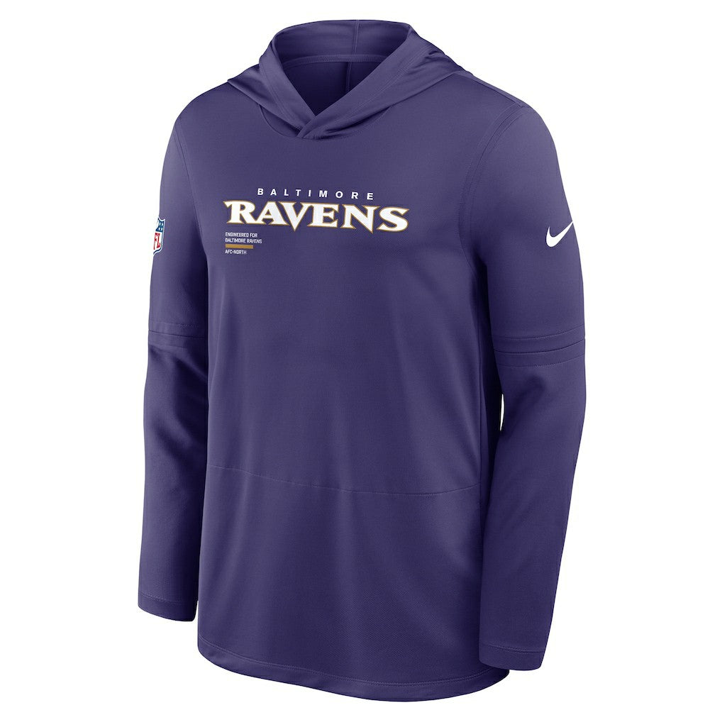 Baltimore Ravens Sideline Pure Fury Performance Long Sleeve Hoodie T-Shirt - Purple Hoodies