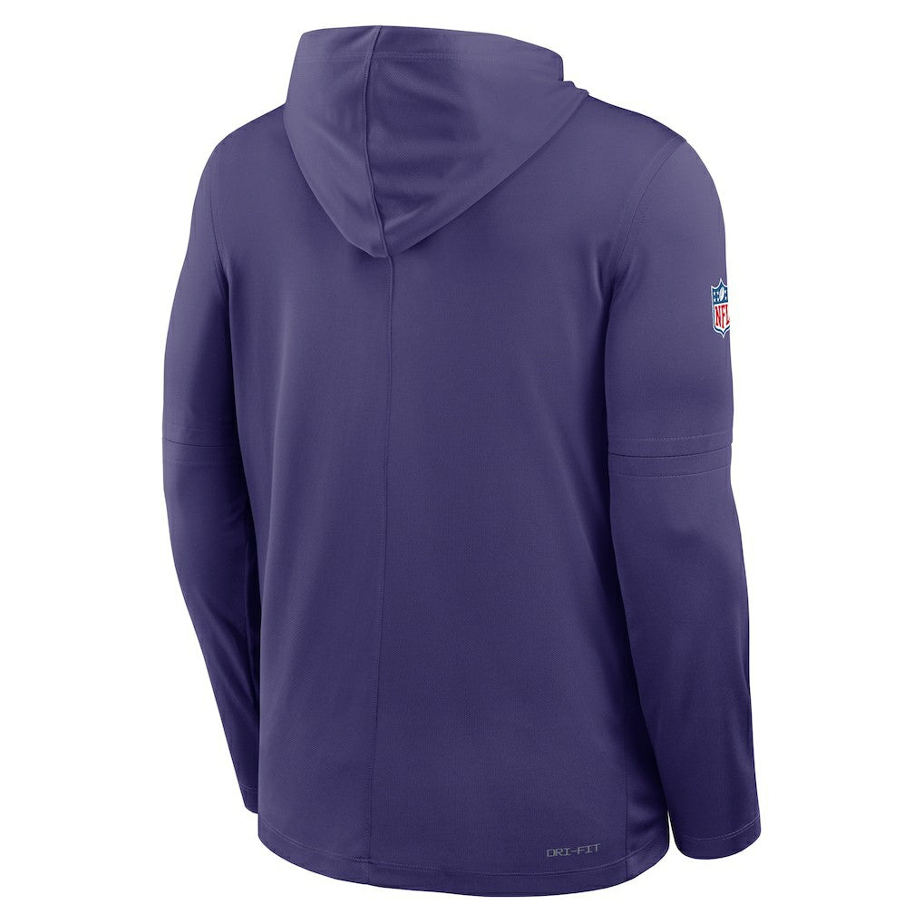Baltimore Ravens Sideline Pure Fury Performance Long Sleeve Hoodie T-Shirt - Purple Hoodies