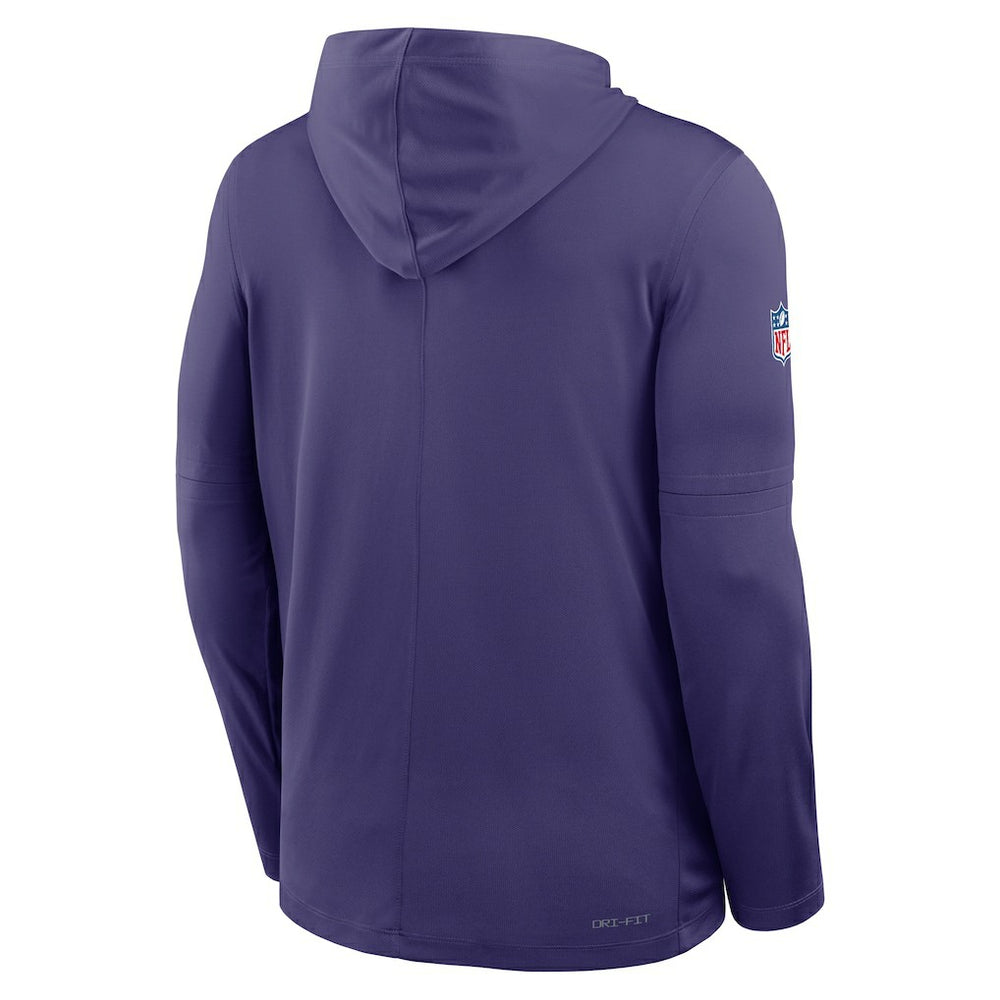Baltimore Ravens Sideline Pure Fury Performance Long Sleeve Hoodie T-Shirt - Purple Hoodies