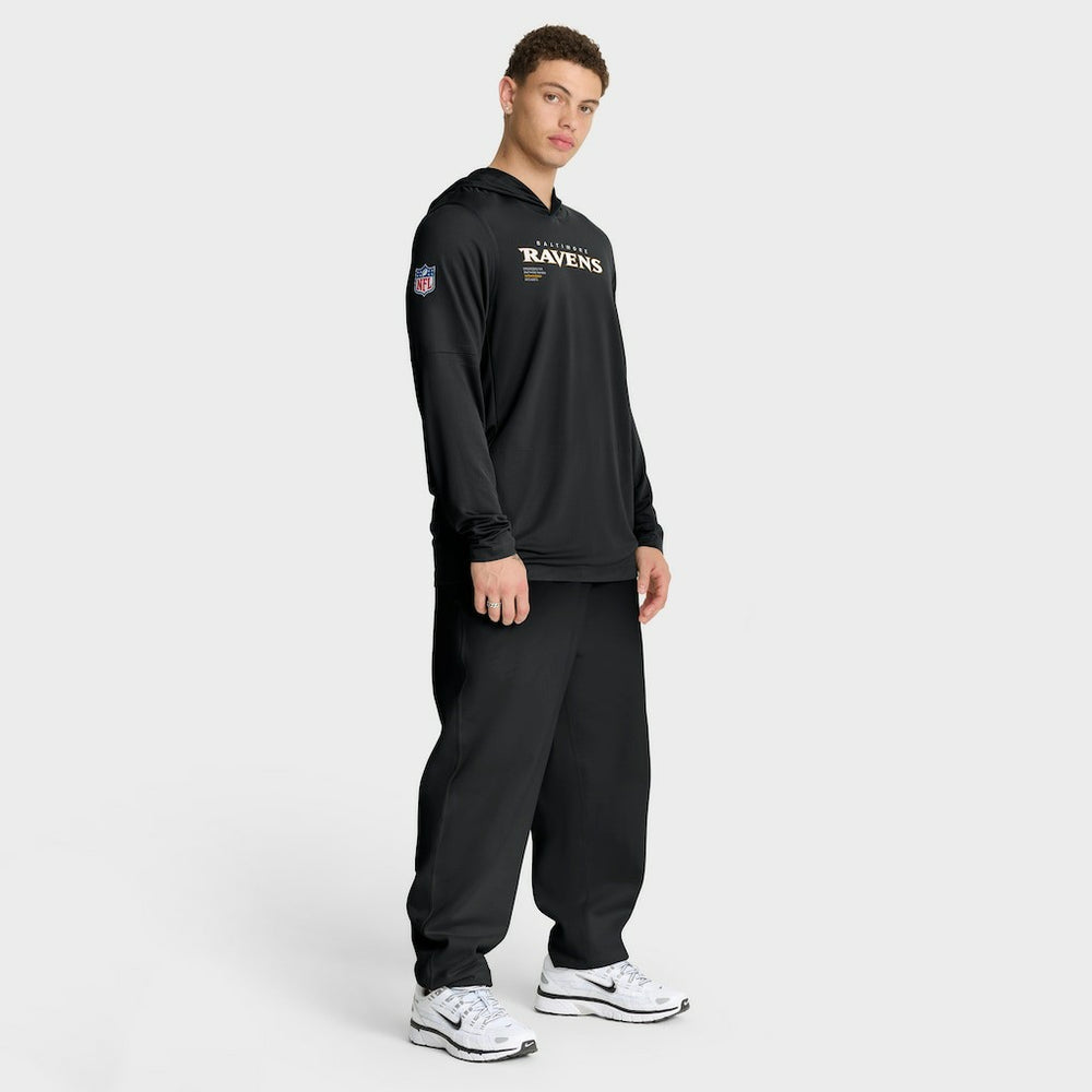 Baltimore Ravens Sideline Pure Fury Performance Long Sleeve Hoodie T-Shirt - Black Hoodies