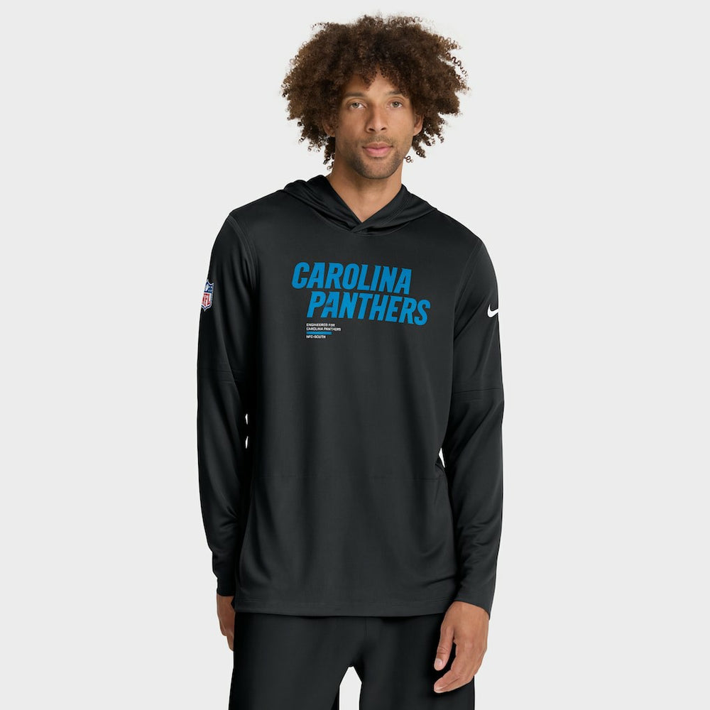 Carolina Panthers Sideline Pure Fury Performance Long Sleeve Hoodie T-Shirt - Black Hoodies