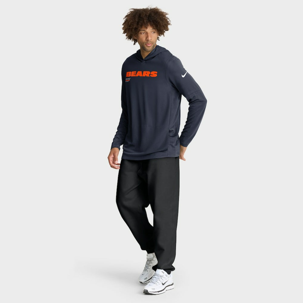 Chicago Bears Sideline Pure Fury Performance Long Sleeve Hoodie T-Shirt - Navy Hoodies
