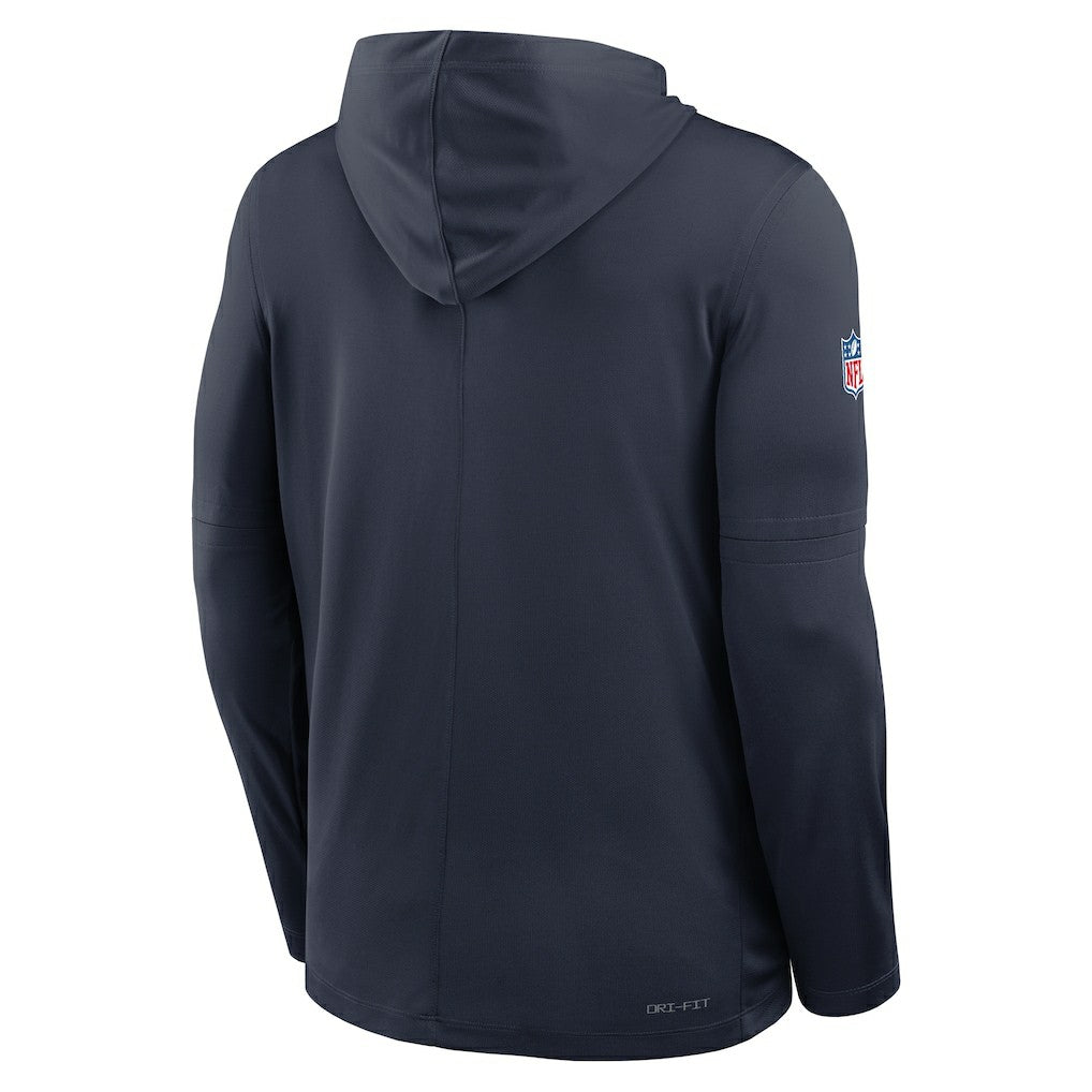 Chicago Bears Sideline Pure Fury Performance Long Sleeve Hoodie T-Shirt - Navy Hoodies