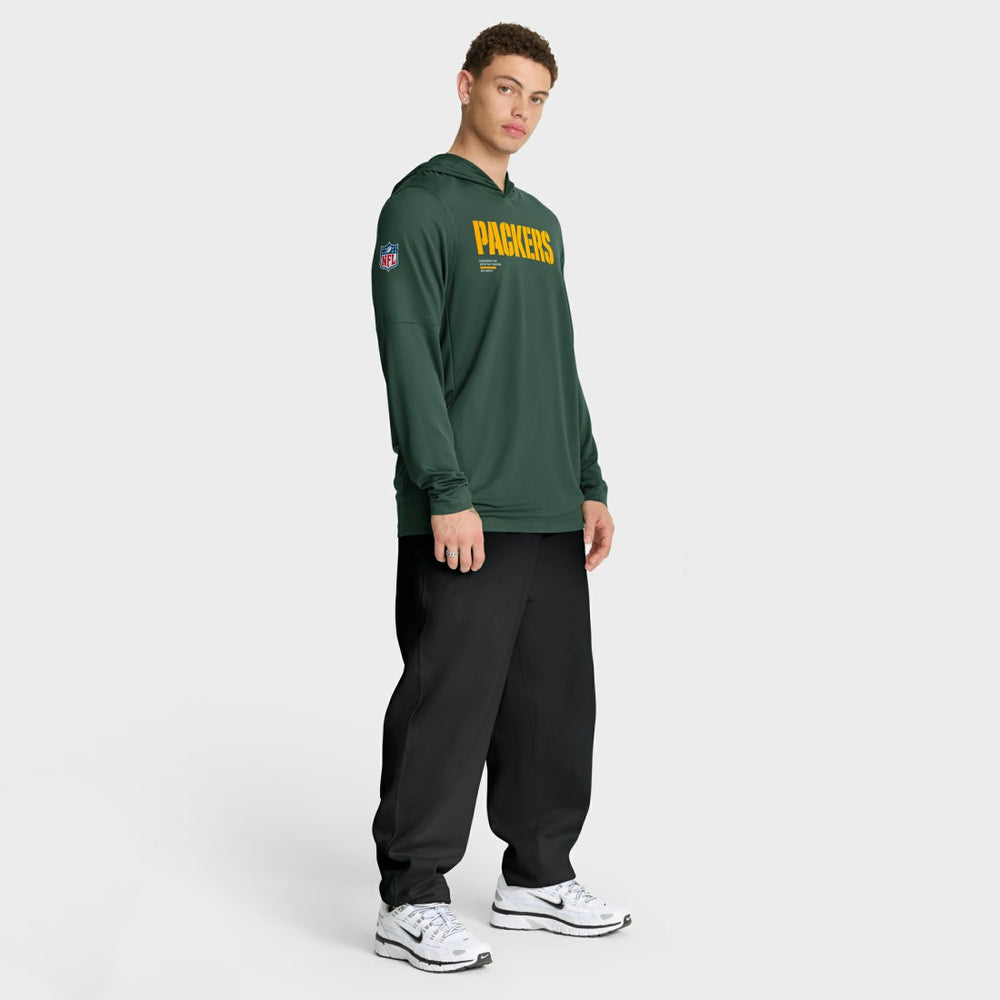 Green Bay Packers Sideline Pure Fury Performance Long Sleeve Hoodie T-Shirt - Green Hoodies