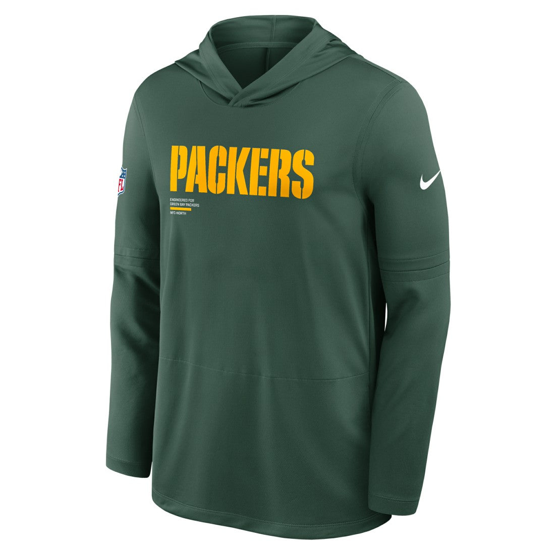Green Bay Packers Sideline Pure Fury Performance Long Sleeve Hoodie T-Shirt - Green Hoodies