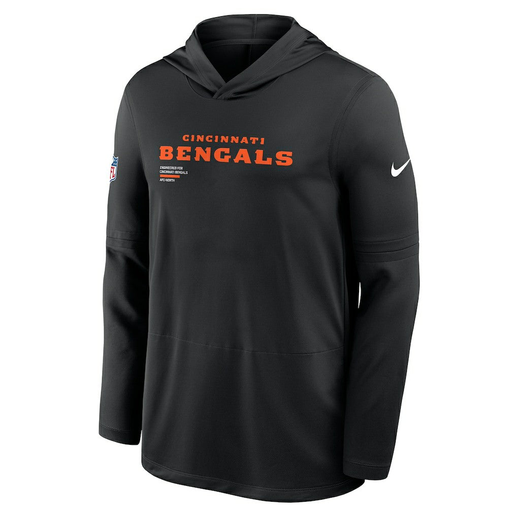 Cincinnati Bengals Sideline Pure Fury Performance Long Sleeve Hoodie T-Shirt - Black Hoodies