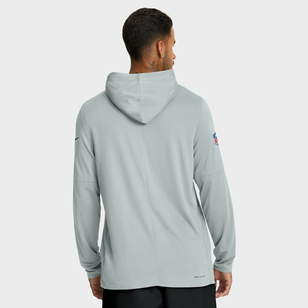 Las Vegas Raiders Sideline Pure Fury Performance Long Sleeve Hoodie T-Shirt - Silver Hoodies