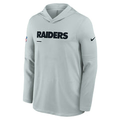 Las Vegas Raiders Sideline Pure Fury Performance Long Sleeve Hoodie T-Shirt - Silver Hoodies
