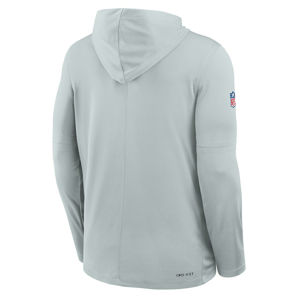 Las Vegas Raiders Sideline Pure Fury Performance Long Sleeve Hoodie T-Shirt - Silver Hoodies