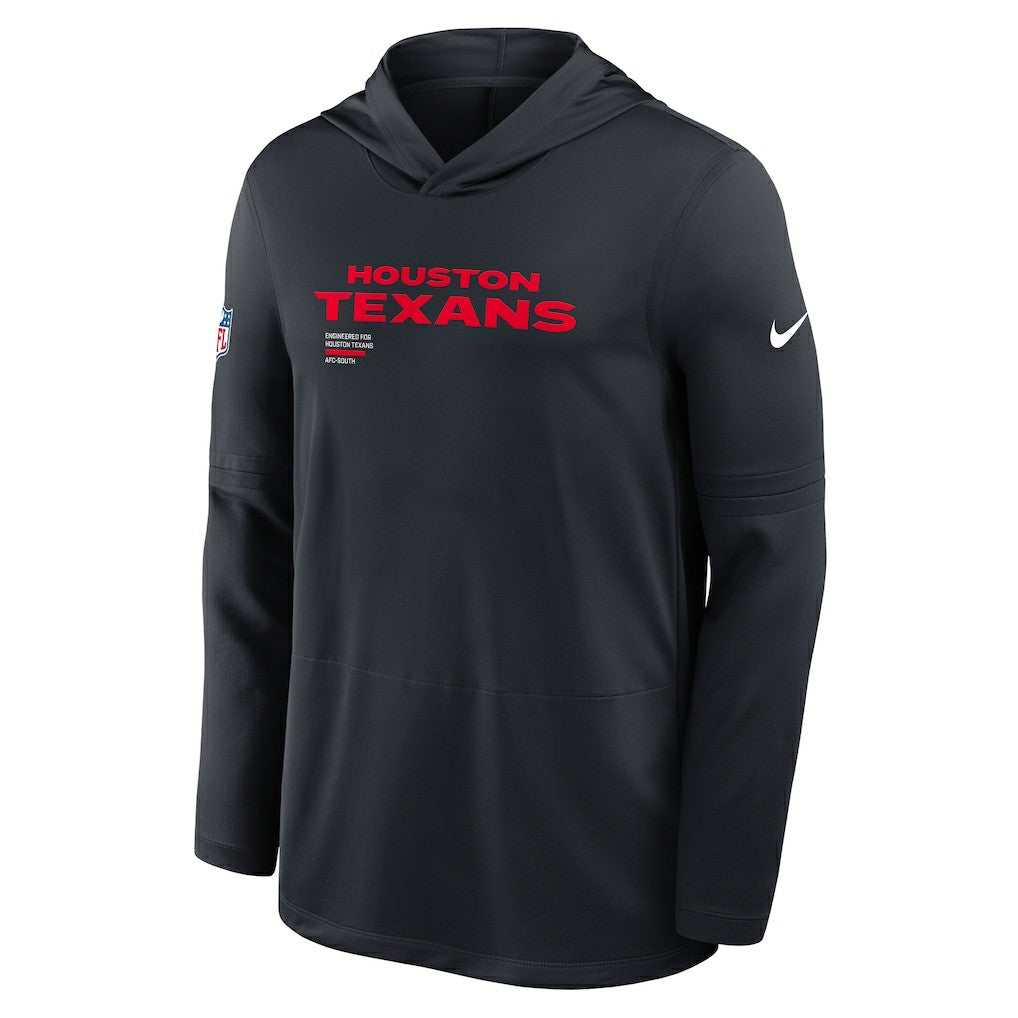Houston Texans Sideline Pure Fury Performance Long Sleeve Hoodie T-Shirt - Navy Hoodies