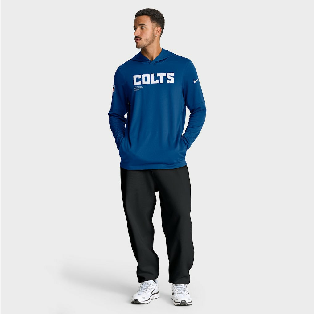 Indianapolis Colts Sideline Pure Fury Performance Long Sleeve Hoodie T-Shirt - Royal Hoodies