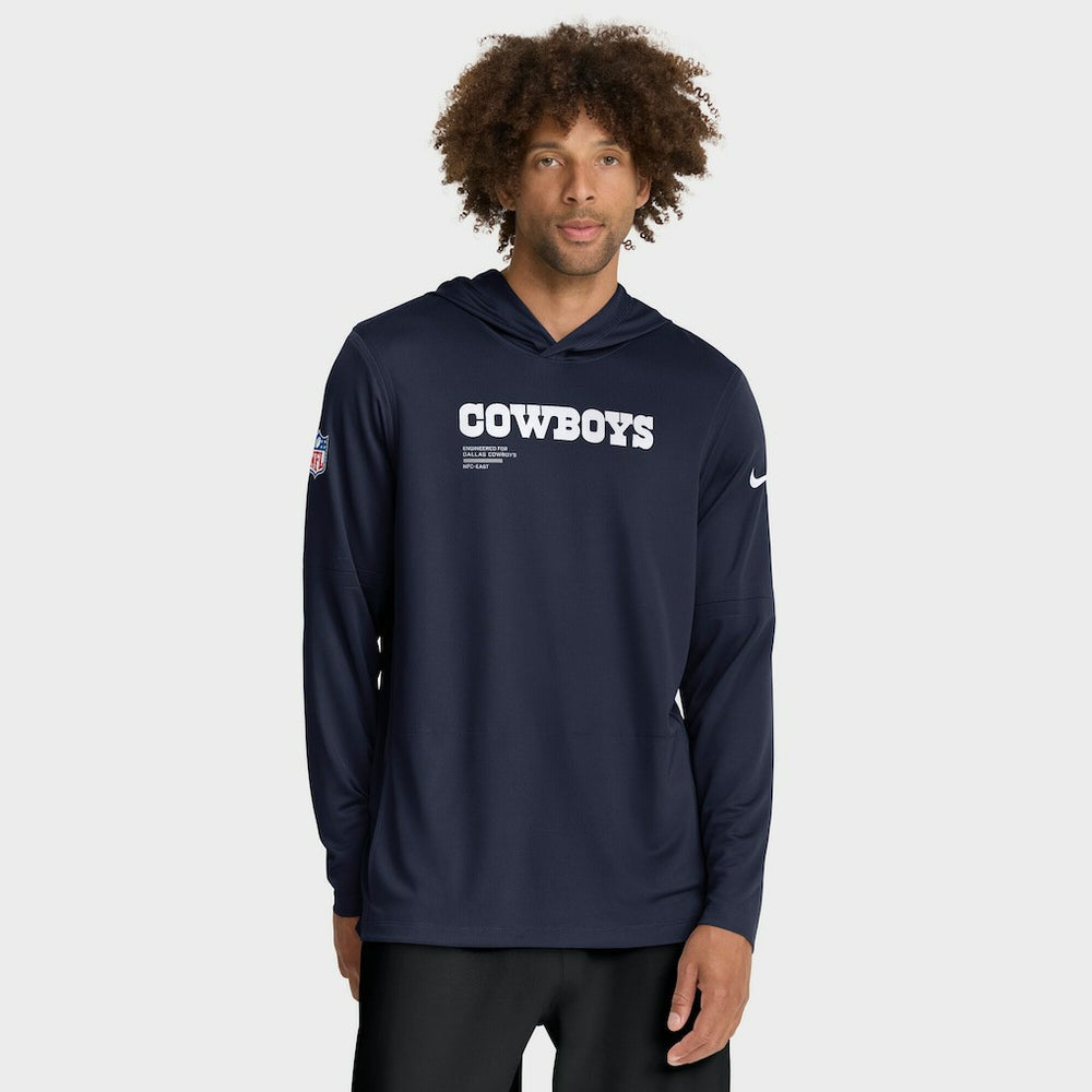 Dallas Cowboys Sideline Pure Fury Performance Long Sleeve Hoodie T-Shirt - Navy Hoodies