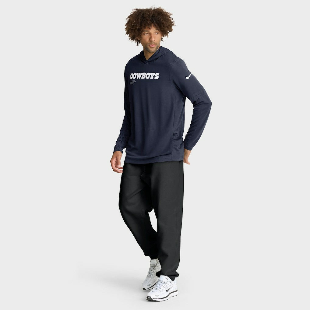Dallas Cowboys Sideline Pure Fury Performance Long Sleeve Hoodie T-Shirt - Navy Hoodies