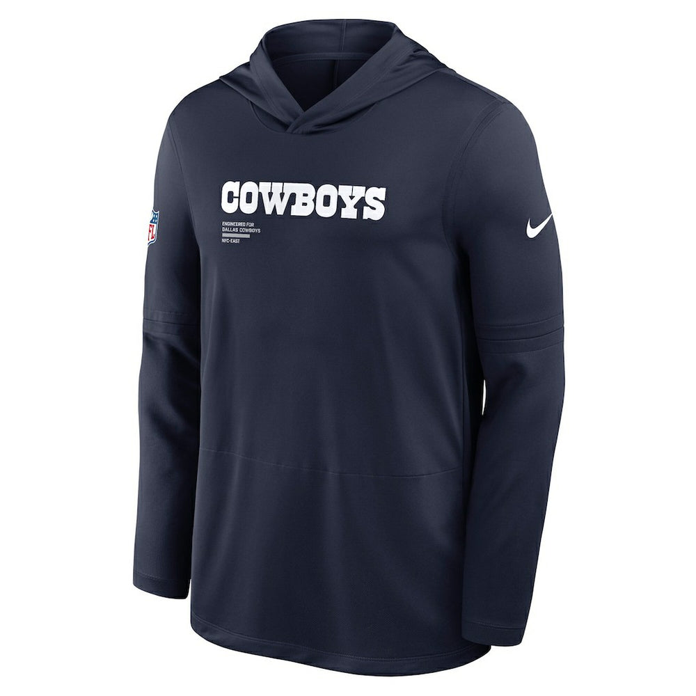 Dallas Cowboys Sideline Pure Fury Performance Long Sleeve Hoodie T-Shirt - Navy Hoodies