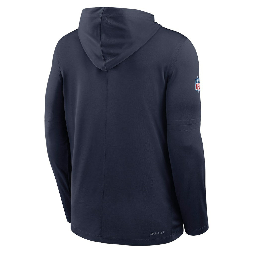 Dallas Cowboys Sideline Pure Fury Performance Long Sleeve Hoodie T-Shirt - Navy Hoodies