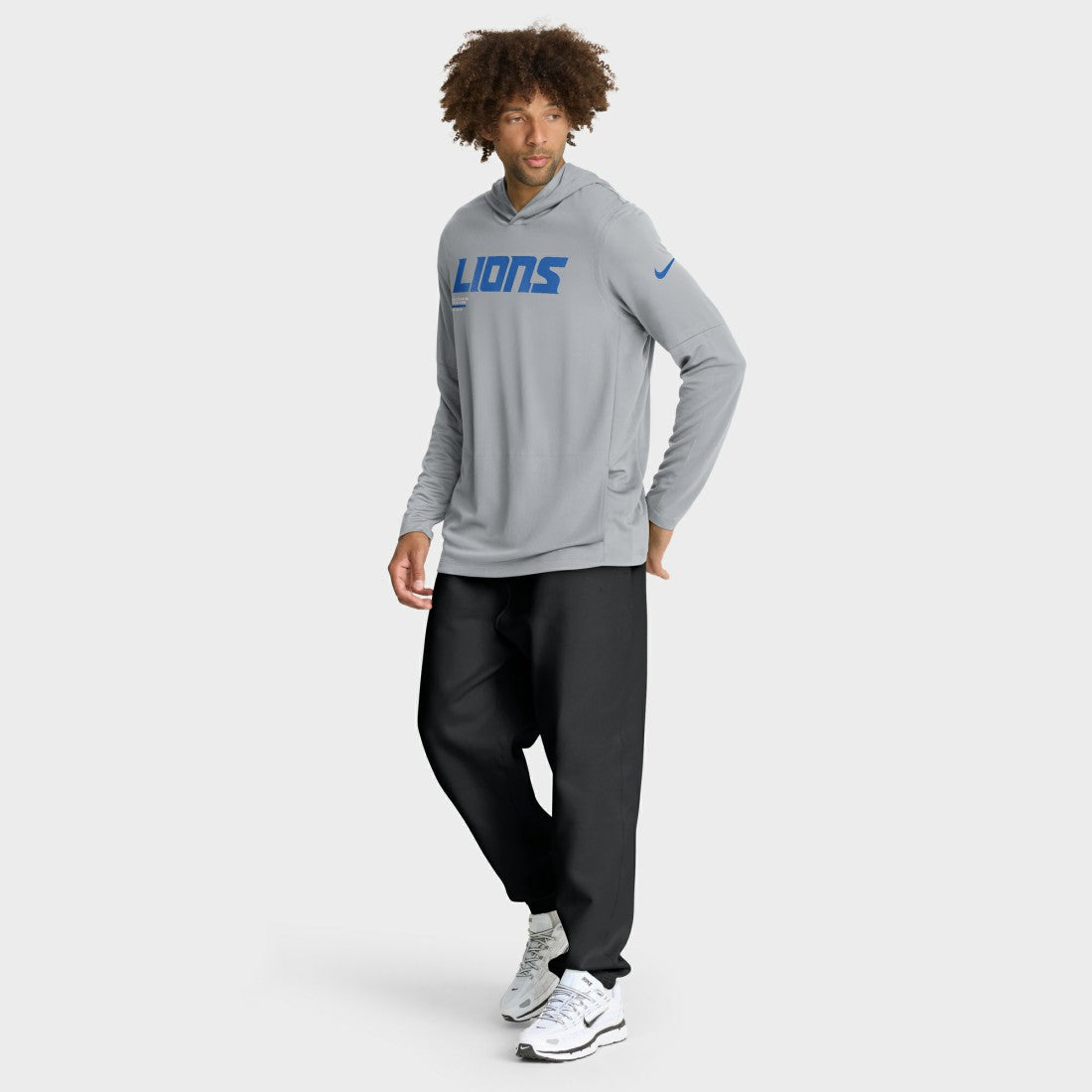 Detroit Lions Sideline Pure Fury Performance Long Sleeve Hoodie T-Shirt - Gray Hoodies