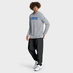 Detroit Lions Sideline Pure Fury Performance Long Sleeve Hoodie T-Shirt - Gray Hoodies