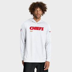 Kansas City Chiefs Sideline Pure Fury Performance Long Sleeve Hoodie T-Shirt - White Hoodies