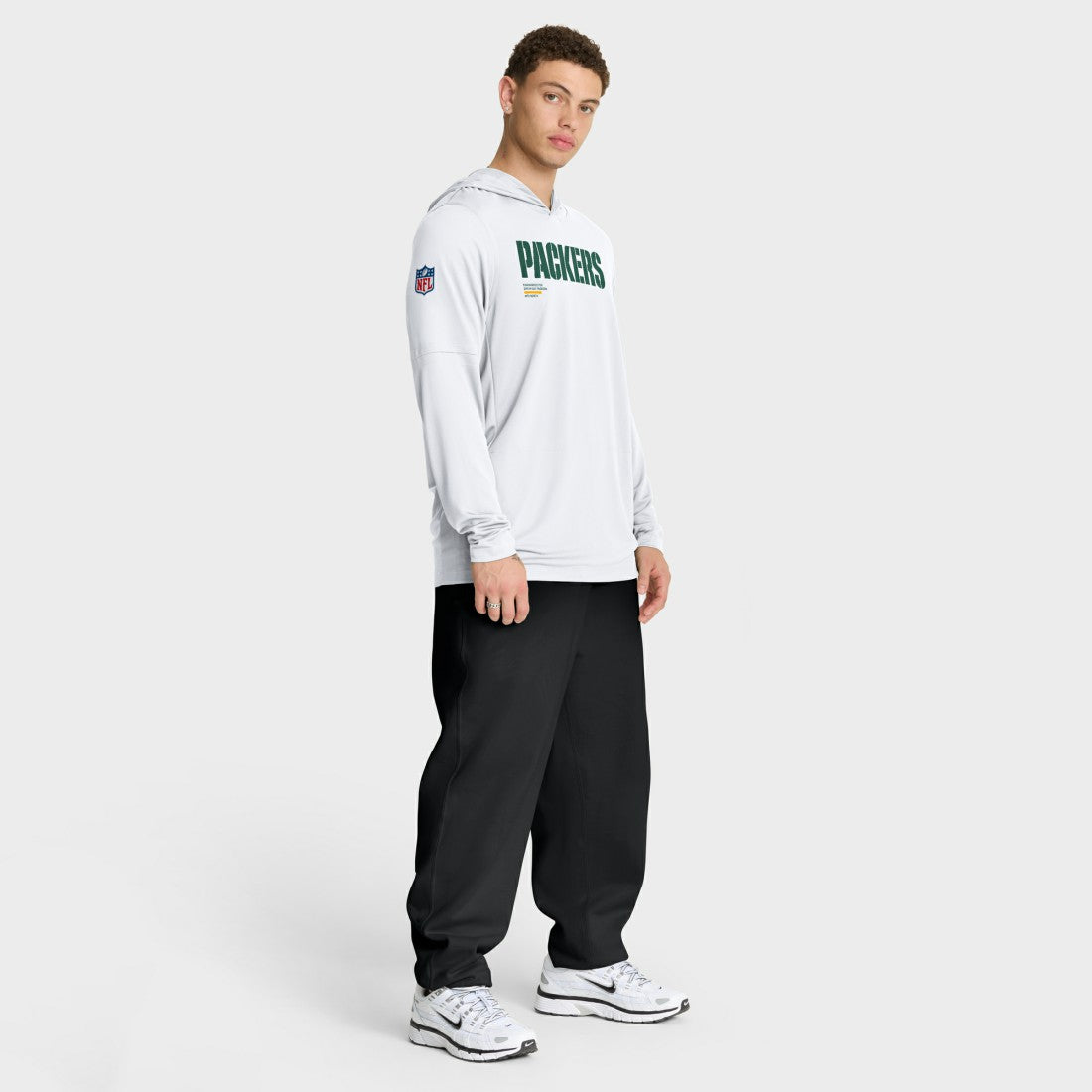 Green Bay Packers Sideline Pure Fury Performance Long Sleeve Hoodie T-Shirt - White Hoodies