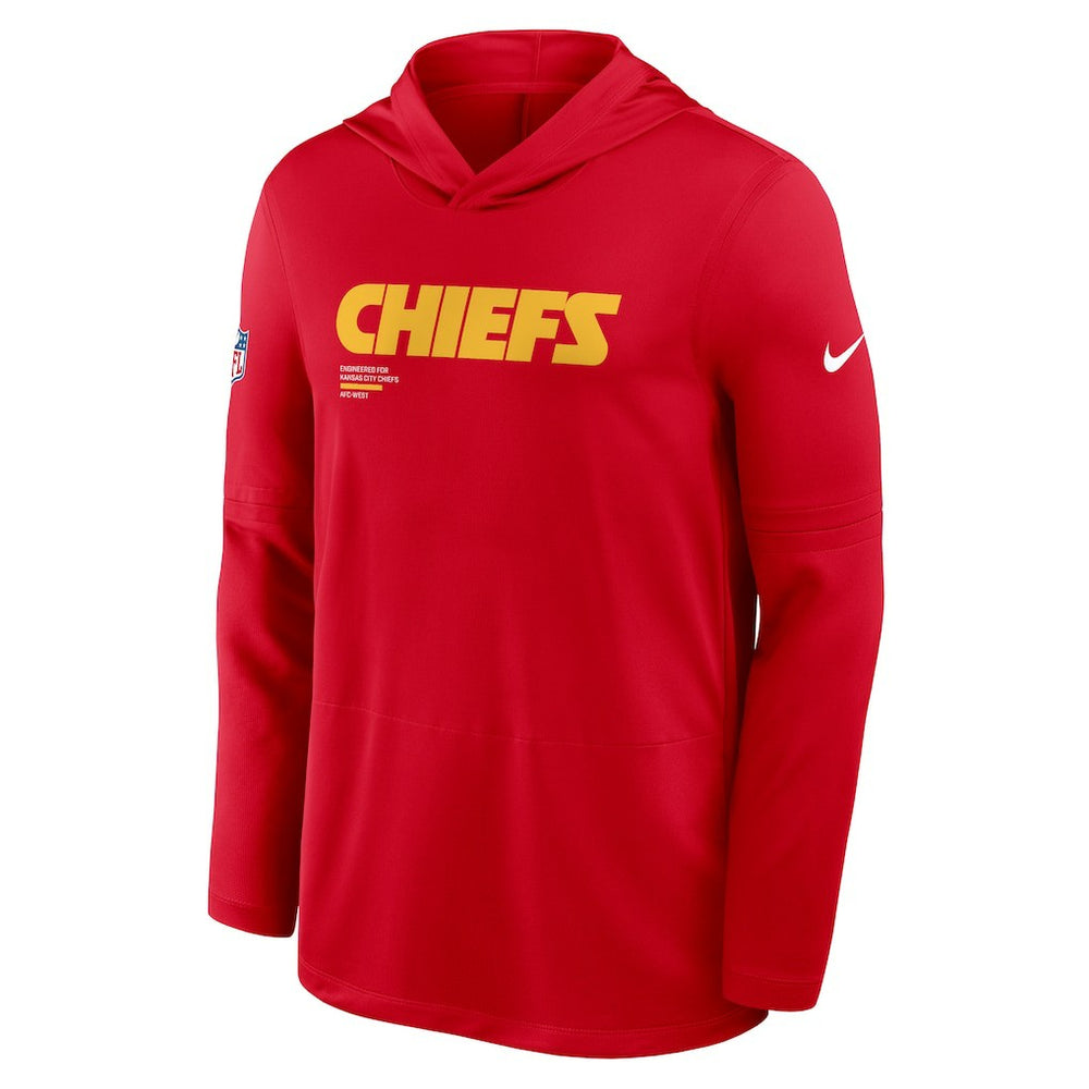 Kansas City Chiefs Sideline Pure Fury Performance Long Sleeve Hoodie T-Shirt - Red Hoodies
