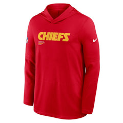 Kansas City Chiefs Sideline Pure Fury Performance Long Sleeve Hoodie T-Shirt - Red Hoodies
