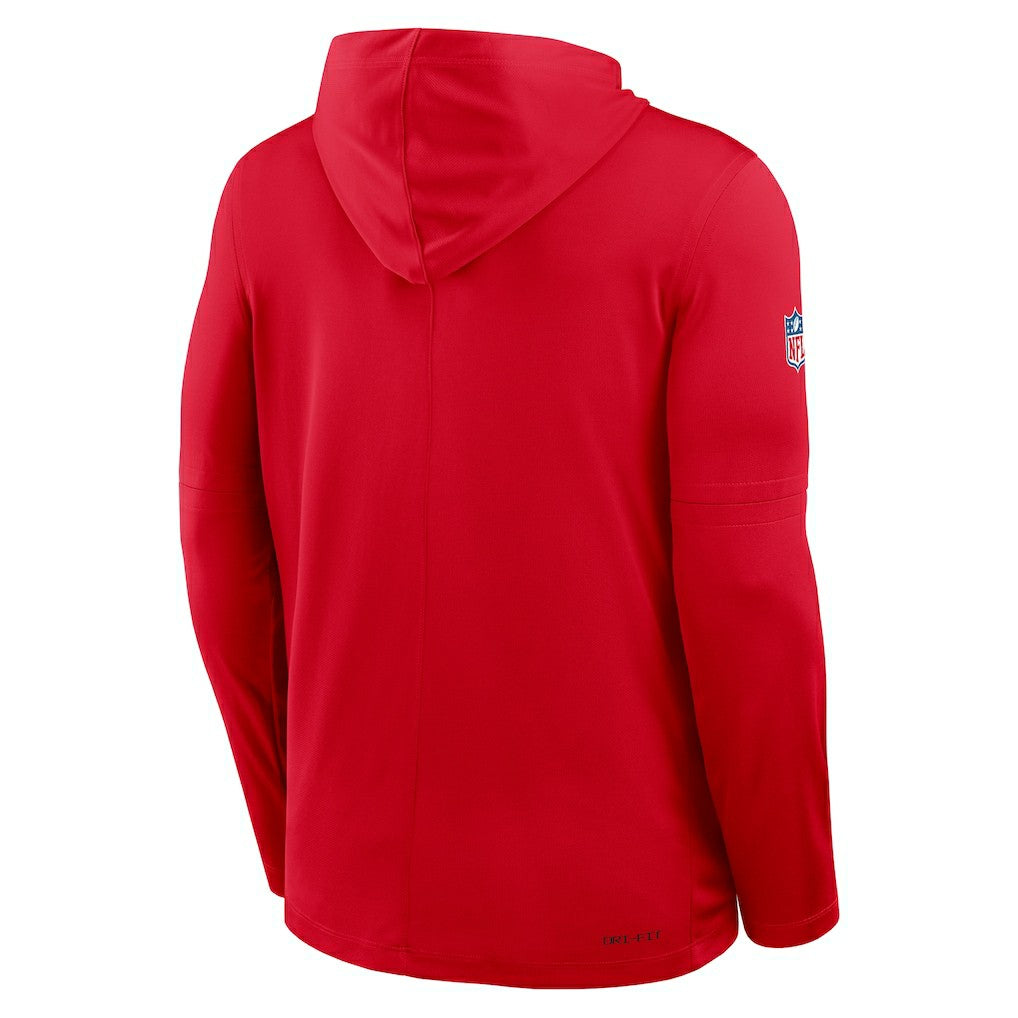 Kansas City Chiefs Sideline Pure Fury Performance Long Sleeve Hoodie T-Shirt - Red Hoodies
