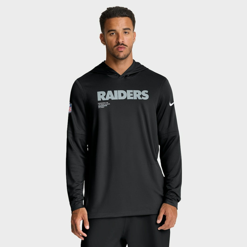 Las Vegas Raiders Sideline Pure Fury Performance Long Sleeve Hoodie T-Shirt - Black Hoodies