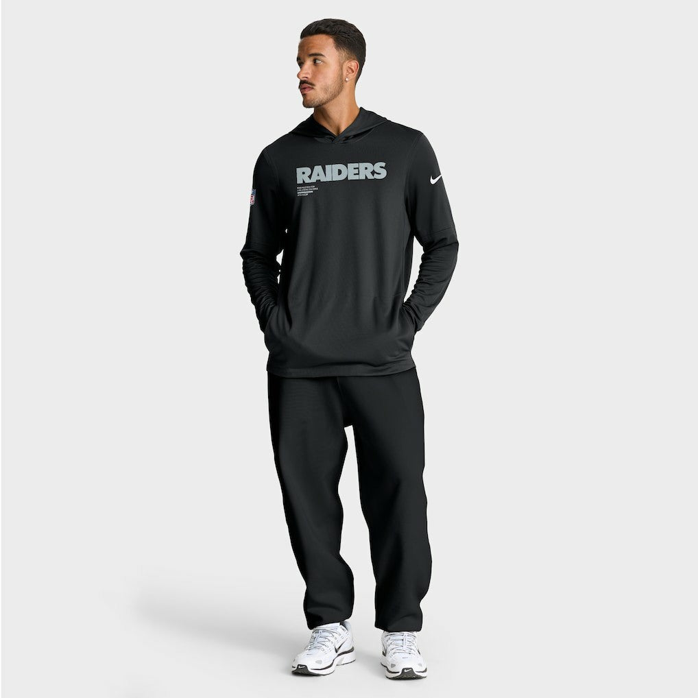 Las Vegas Raiders Sideline Pure Fury Performance Long Sleeve Hoodie T-Shirt - Black Hoodies