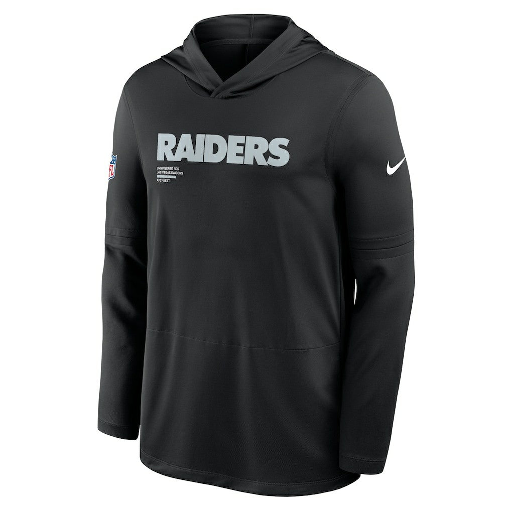 Las Vegas Raiders Sideline Pure Fury Performance Long Sleeve Hoodie T-Shirt - Black Hoodies
