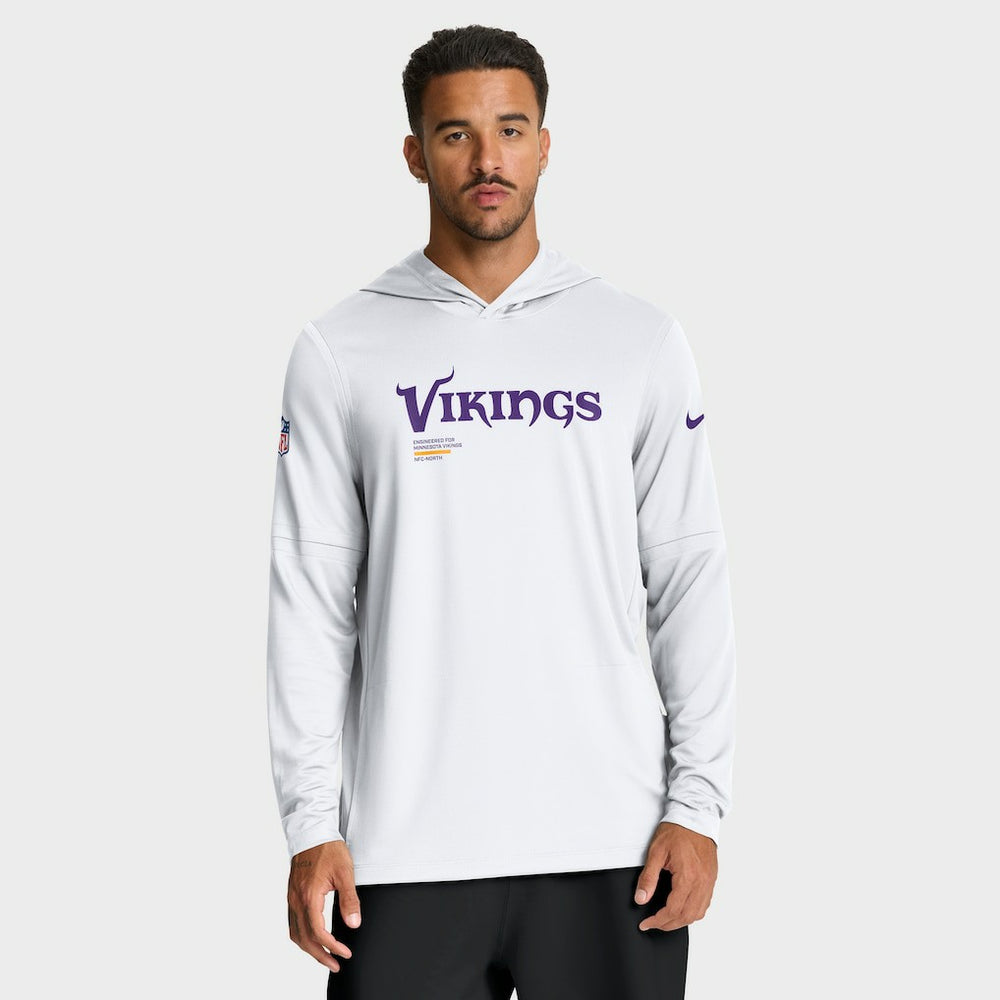 Minnesota Vikings Sideline Pure Fury Performance Long Sleeve Hoodie T-Shirt - White Hoodies