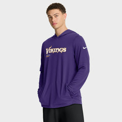 Minnesota Vikings Sideline Pure Fury Performance Long Sleeve Hoodie T-Shirt - Purple Hoodies