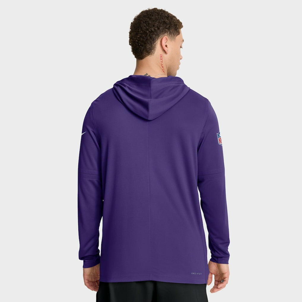 Minnesota Vikings Sideline Pure Fury Performance Long Sleeve Hoodie T-Shirt - Purple Hoodies