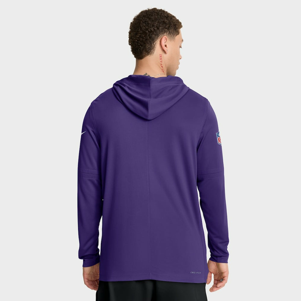 Minnesota Vikings Sideline Pure Fury Performance Long Sleeve Hoodie T-Shirt - Purple Hoodies