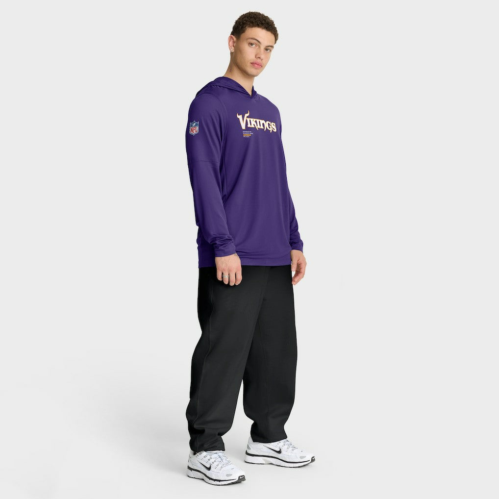 Minnesota Vikings Sideline Pure Fury Performance Long Sleeve Hoodie T-Shirt - Purple Hoodies