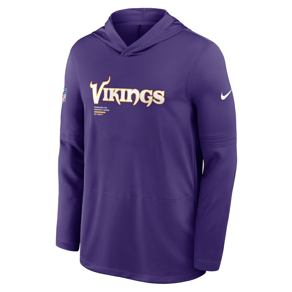 Minnesota Vikings Sideline Pure Fury Performance Long Sleeve Hoodie T-Shirt - Purple Hoodies