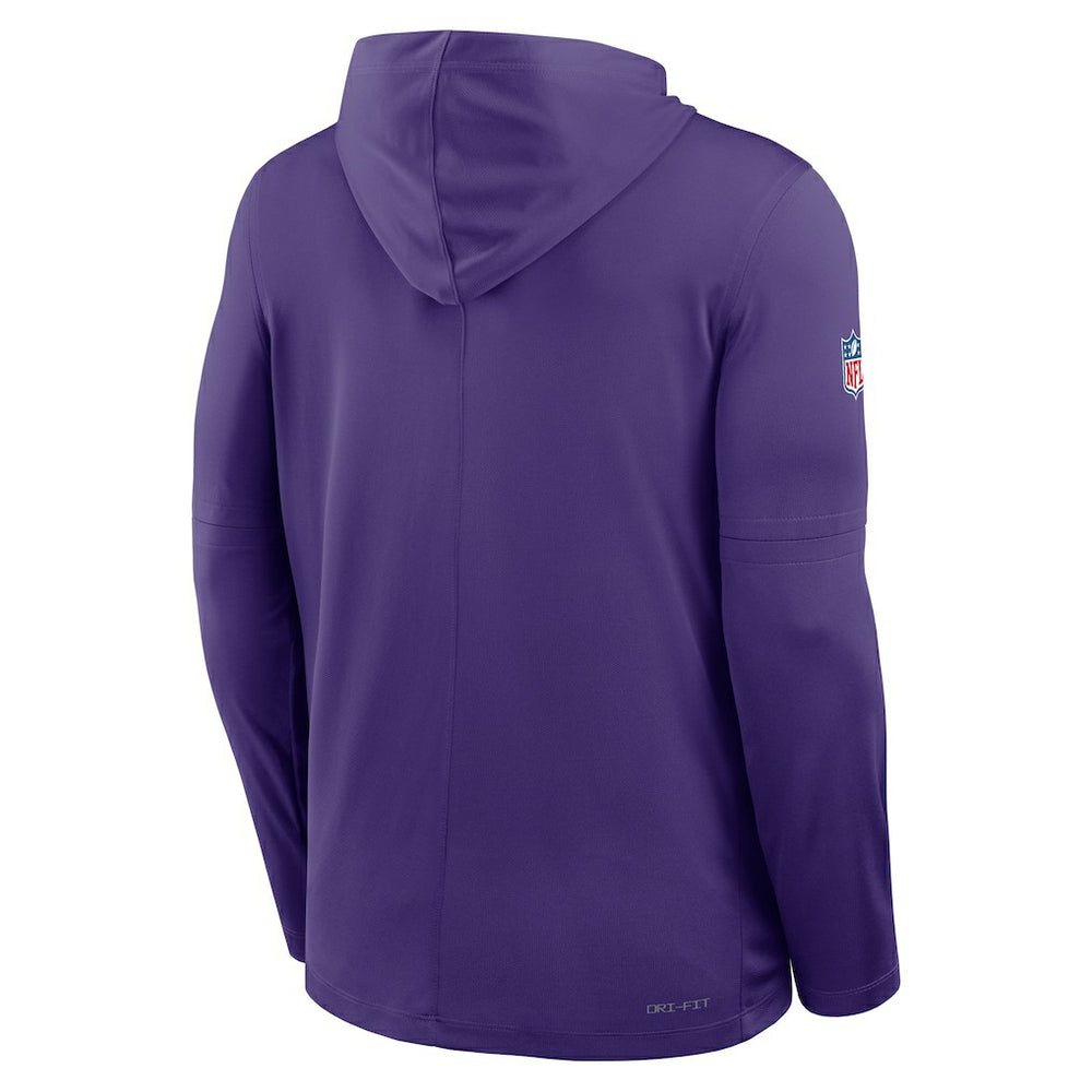 Minnesota Vikings Sideline Pure Fury Performance Long Sleeve Hoodie T-Shirt - Purple Hoodies